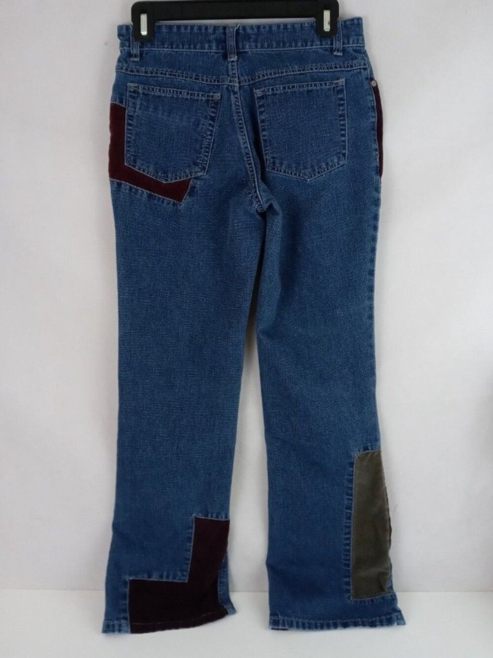 No Boundries Women's Embroidered Floral Patchwork Bootcut Blue Jeans Size 5
